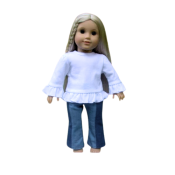 Blank 18 inch Doll Long Sleeved Ruffle Tee Shirt